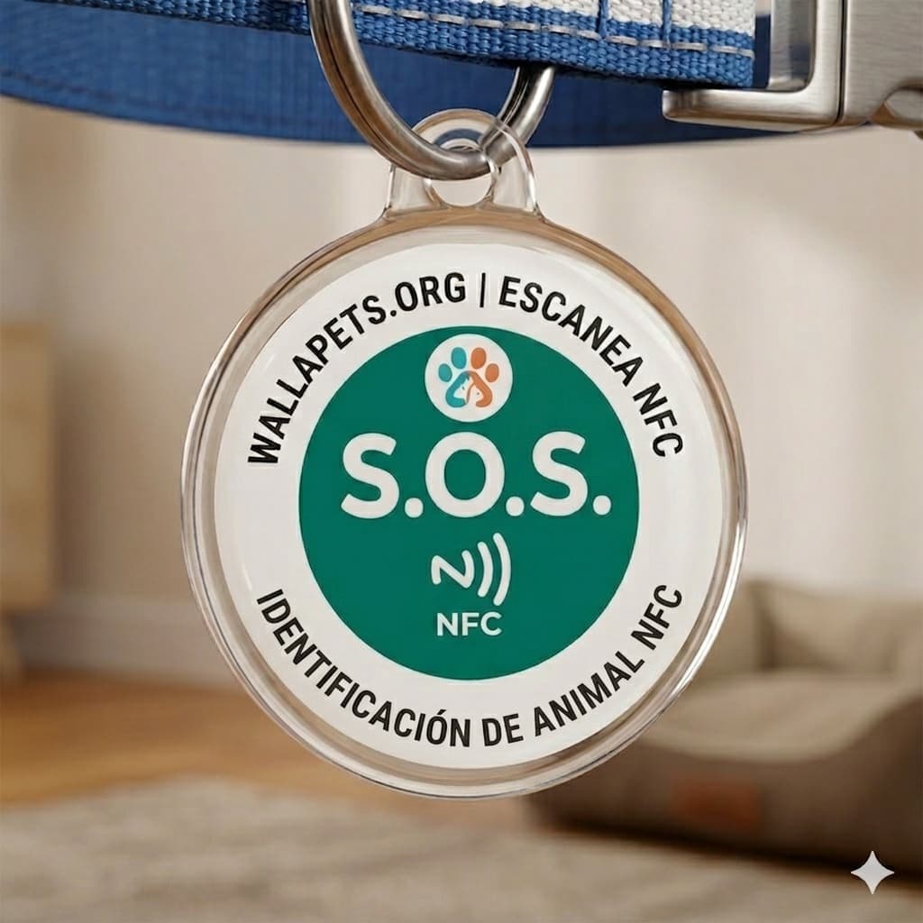 Collar con chip de Mizuu con chapa de identificación NFC